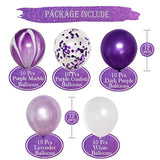 50pcs Purple & White Balloons Set - Confetti Latex Balloons for Party Decor
