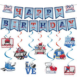 Hockey Birthday Party Decorations - 11Pcs Hockey Birthday Decorations Banner Hanging Swirls Game Day Game Time Sport Themed Party Decor Supplies For Kids Fans Boys