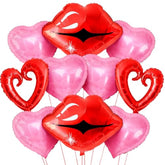 Red And Pink Heart Shaped Balloons - 22 Inch, Pack Of 10 | Heart And Lip Balloons, Valentine'S Day Decorations