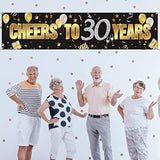 Happy 30th Birthday Banner Gold Glitter Sign for Anniversary & Celebration Decor