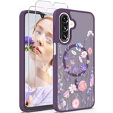 Magnetic Translucent Flower Case for Samsung Galaxy A17 - Deep Purple