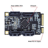 cablecc Mini PCI-E PCI Express to 6Gbps Four Ports SATA 3.0 Adapter Converter
