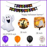 Happy Halloween Banner with Ghost Balloons Black Orange Purple Party Decorations