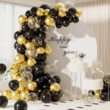 68 Pc Metallic Black Gold Balloons 12 Inch with Confetti for Party Decorations