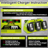? Wall-Hole? Replace 6 Port Chrager For P135 P117 Ryobi 18V Lithium-Ion Charger Fast Charge With Power Choose Button,6 Led Indicators