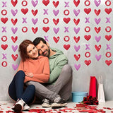 8 Pack Valentines Day Decor Heart & Xo Garland Banner In Red And Pink, Glitter Fabric/Paper, Perfect For Home, Mantel, Classroom, Party, Wedding