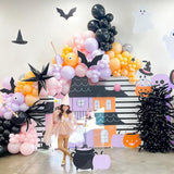 Halloween Balloon Arch Kit with Spider Star Foil Balloons & Bat Stickers Party Decor