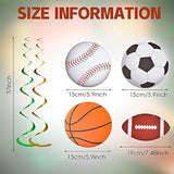 48pcs Sports Hanging Swirl Decorations – Baseball, Basketball, Football, Soccer