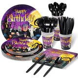 Halloween Party Tableware Set for 25 – Kids’ Birthday Plates, Cups & Utensils, Disposable Decor