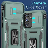 Case For Samsung Galaxy S25 6.2-Inch With Slide Camera Cover+Screen Protector (1 Pack), Rotated Ring Kickstand Military Grade Shockproof Protective Cover-Green