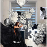 Black And White Silver Balloon Garland Arch Kit 145Pcs With Chrome Sil