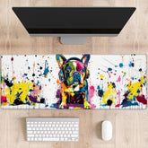 Colorful French Bulldog Gaming Mouse Pad, Graffiti Art Style Large Desk Mat For Computer, Extended Keyboard Laptop Mouse Pads 31.5×11.8In, Non Slip Rubber Mousepad For Office Decor Gifts