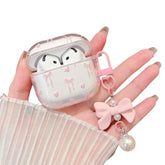 Compatible With Airpods 4 Clear Case,Cute Bow Ribbon Heart Pretty Aesthetic Design With Bow Pearl Keychain,Soft Tpu Protective Shockproof Case For Women Girl For Airpod 4-Pink