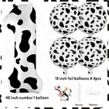 40-Inch Cow Print Number 1 Balloon with 18-Inch Cow Foil Birthday Decor