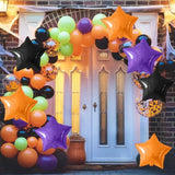 10Pc Halloween Foil Star Balloons β Purple Black Orange 18" Metallic Balloons