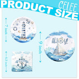 Nautical Party Plates and Napkins for 40 Guests – Sailboat and Lighthouse Theme Baby Shower and Birthday Supplies, Ahoy Ocean Tableware for Kids and Adults