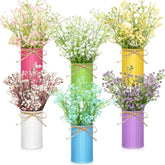 6 Sets Spring Flower Centerpieces For Table Artificial Baby Breath Flowers With Metal Vase Multicolor Faux Gypsophila Floral Arrangement Spring Summer Decorations For Home Wedding Party Decor