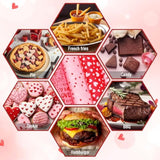 240 Sheet Valentine'S Day Wax Paper 4 Styles Red Pink Love Heart Food Wrapping Tissue Paper Deli Paper Basket Liners For Home Kitchen Restaurant Baking