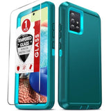 Compatible For Galaxy A71-5G Phone Case:?Not Fit A71 4G/ A71 5G Uw? Samsung A71 5G Phone Case Tempered Glass Screen Protector, Heavy Duty 3 In 1 Rugged, Military Grade Shockproof A 71 5G, Teal
