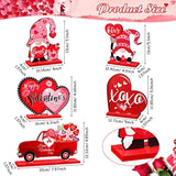5 Pieces Valentine'S Day Wooden Table Sign Decoration Freestanding Table Centerpiece Sign Romantic Truck Heart Shape Home Decor Tiered Tray Gnome Valentines Day Accessories(Red)