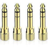 6.35Mm (1/4 Inch) Male To 3.5Mm (1/8 Inch) Female Stereo Audio Adapter Converter For Guitar Headphones Amp, Gold Plated 4 Pack