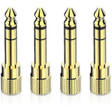 6.35Mm (1/4 Inch) Male To 3.5Mm (1/8 Inch) Female Stereo Audio Adapter Converter For Guitar Headphones Amp, Gold Plated 4 Pack