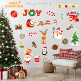Christmas Wall Decals 124 Pieces Merry Christmas Wall Stickers Santa Snowman Winter Snowflakes Xmas Candy Stickers For Wall Window Door Bedroom Garage Home Office Decor