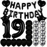 Sweet 19Th Birthday Decorations Party Supplies,Black Number 19 Balloons,19Th Foil Mylar Balloons Latex Balloon Decoration,Great 19Th Birthday For Girls,Women,Men,Photo Props