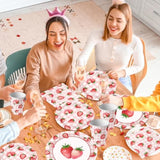 Strawberry Party Set 144Pcs Plates Cups Napkins for Girls Birthday Baby Shower