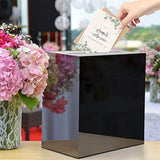 Black Acrylic Wedding Card Box Clear Diy Card Boxes Gift Card Box Money Box Holder For Wedding Reception Anniversary Birthday Party Baby Shower Graduation Decorations (10 X 10 X 5.5 Inch)