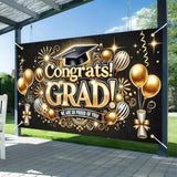 Class Of 2025 Graduation Decorations Banner Party Hanging Banner Gold And Black Graduation Backdrop Supplies Banner Congratulations Graduation Banner For Graduation Party Decoration