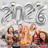 Upgraded, 42In Large 2026 Balloons Numbers, With 4Pcs Star Balloon And Accessories (3D Premium Aluminum Foil) Ideal New Years Eve Balloons Decorations, For New Years Eve Party Supplies 2026, Silver