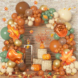 Fall Balloon Arch Kit: Brown, Nude, Green & Gold - Autumn Party Decor