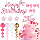 61pcs Cartoon Cat Cake Toppers — Pink Birthday & Baby Shower Party Decor