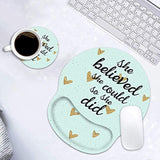 Ergonomic Mouse Pad Wrist Support And Cute Coffee Coaster, She Believed She Could So She Did Inspirational Quote Wrist Rest Mouse Pad With Non-Slip Pu Base For Computer Laptop Home Office