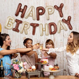 Beige Brown Happy Birthday Balloon Banner, 16 Inch Foil Mylar Cream Brown Happy Birthday Balloons Letters, Off White Birthday Sign, Neutral Tan Birthday Decorations