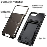 Case For Iphone 8 Plus Case Wallet Card Holder Id Slot Scratch Resistant Dual Layer Protective Bumper Rugged Tpu Rubber Armor Hard Shell Cover For Iphone 6 Plus 6S Plus 7 Plus Gun Color