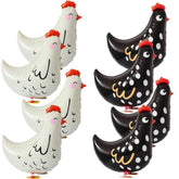 8Pcs Walking Chicken Animal Balloons,White And Black Chicken Walking Balloons Animals Birthday Party Decorations Supplies