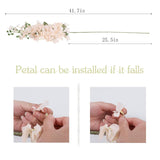 6Pcs Artificial Silk Hydrangea Flowers Long Stems Fake Flowers For Tall Vase Wedding Vine Hanging Garlands Flower For Home Office Arch Party Decoration(Champagne)