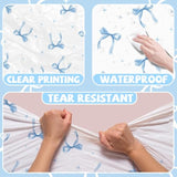 2Pcs Blue Bow Tablecloth,Coquette Birthday Decorations Bow Theme Plastic Table Cover Blue Bow Rectangle Tablecloth For Girls Women Bachelorette Baby Shower Party Decor