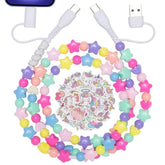 4 In 1 Charging Cable Colorful Beaded Usb C Cable 4-In-1 Multi Charging Cable With 50Pcs Sticker, Multiple Iphone Charger Cord Fast Charging 66W For Iphone 16/15/14/13/Pad/Android/Samsung More(3.3Ft)