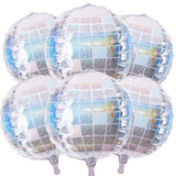6Pcs 22 Inch Iridescent Disco Ball Balloons, Iridescent Big Disco Balloons, Silver 4D Large Foil Aluminum Balloon For Birthday Baby Shower Party Wedding Anniversary Engagement Bridal Shower Decor