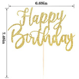 Handmade Glitter Happy Birthday Cake Topper Bunting Gold Party Decoration