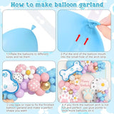 176Pcs Blue Balloon Garland Kit with Paw Bone Daisy Balloons for Puppy Party