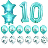 10th Birthday Decorations for Girls, Teal Glitter Sash, Silver Crown, Balloons & More