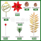 Merry Christmas Cake Topper with Pine Needles, Berries, and Flowers