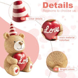 2 Pcs Valentines Day Figurines, Resin Small Teddy Bear Table Top Indoor Decorations For Home, Valentine'S Day Wedding Love Xoxo Tabletop Centerpieces Shelf Mantel Tiered Tray Desk Decor