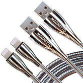 Metal Braided Usb Fast Charging Cable, Stainless Steel, Strong Durable Wire, Tangle Free, Heavy Duty, Chew Proof, Usb2.0 Cables Sync Charger Cords - 6Ft 2Pack