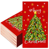 80Pcs Merry Christmas Guest Napkins Disposable Red Xmas Tree Snowflake Paper Napkins Dinner Hand Napkins For Winter Party Tableware Supplies