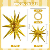 8Pcs Gold Star Foil Balloons Large Mylar Party Backdrop Decorations